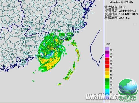 “海贝思”于16时50分在广东汕头市沿海登陆